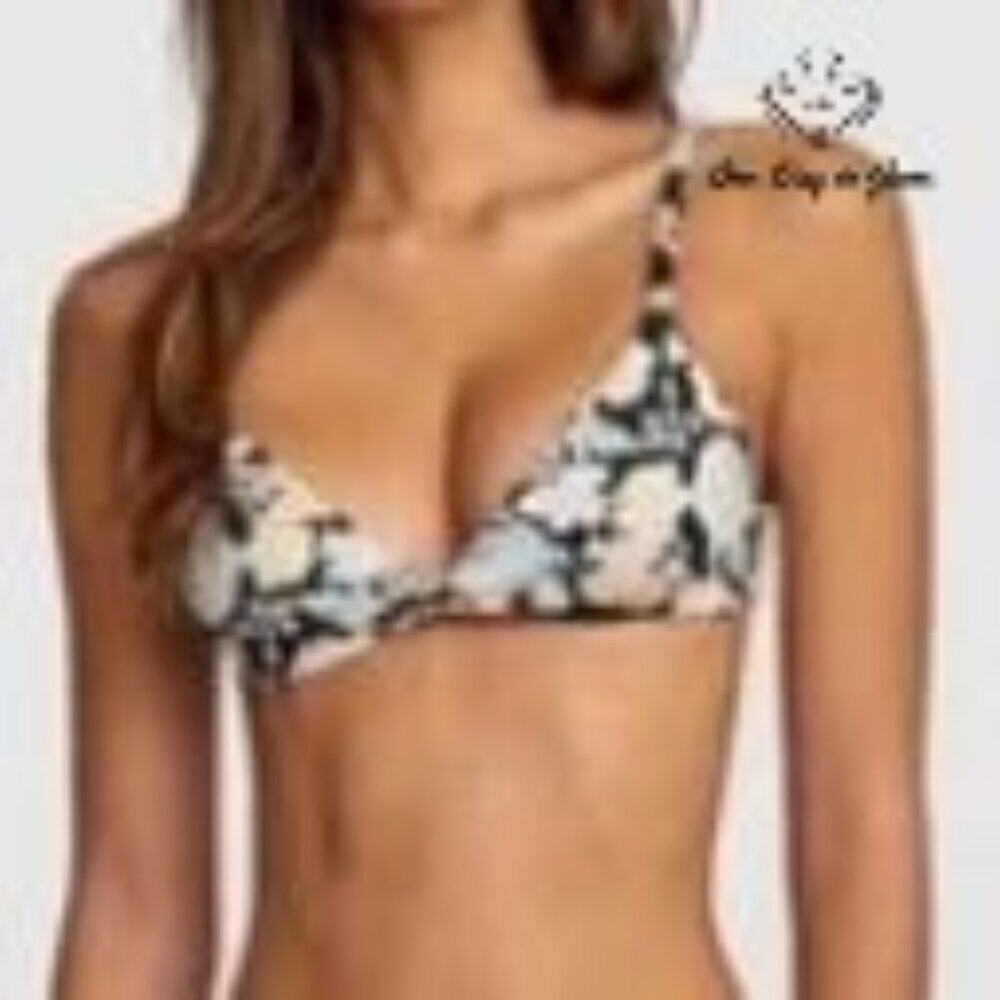 RVCA Spring Bound Hi Triangle Bikini Top Floral Halter NWT Size XS